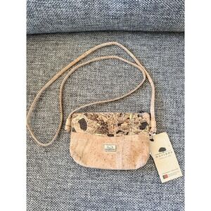 NWT Montado Beige Cork Shoulder Bag With Back Zipper And Shoulder Strap